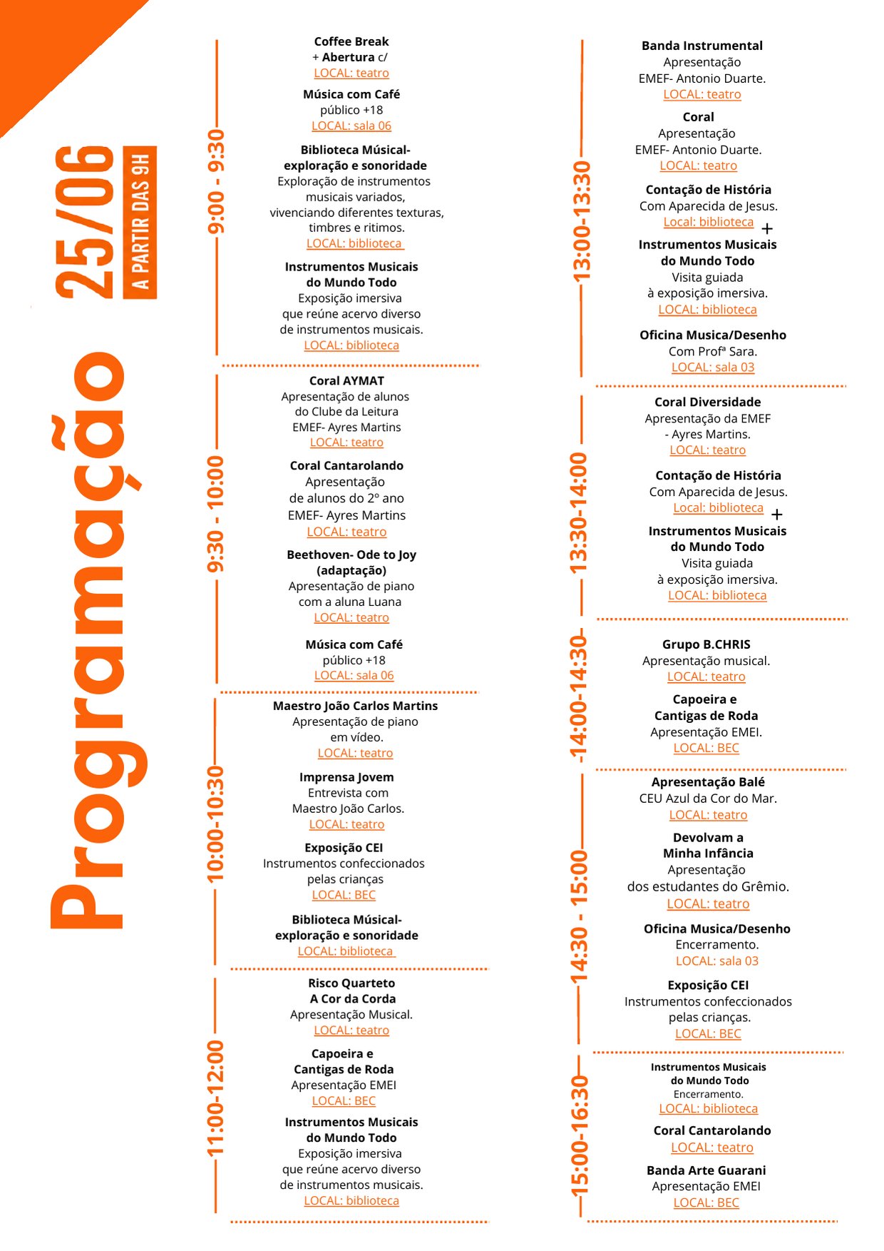 Programmation du Make Music Day au CEU Azul da Cor do Mar, à São Paulo, 25 juin 2026